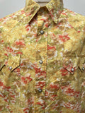 Yellow  xl  vintage  Urban Village Vintage  urban village  urban  retro  press stud fastening  patterned  patterened  mens  hippy  hippie  floral shirt  floral  decorative buttons  Cotton  collar  bright  70s  70  1970s