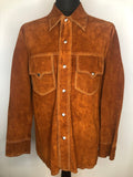 1970s Suede Shirt Jacket in Brown - Size L-XL