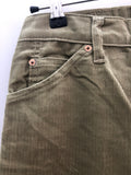 white tab  W26  vintage  Urban Village Vintage  urban village  petite  mens  logo  levis strauss  levis  levi strauss  levi  L34  khaki  green  flares  corduroy  cords  corded  cord