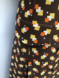 womens  vintage  Urban Village Vintage  square print  midi dress  midi  long sleeved  Elegant Lady  dress  collar  brown  70s  70  1970s  16