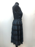 zip  womens  vintage  Urban Village Vintage  urban village  Turquoise  sweetheart neck  layers  lace  knee length  frill lace  fitted waist  dress  black  50s  50  1950s  10
