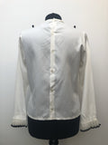 womens  vintage  Urban Village Vintage  urban village  Shirt  ruffles  ruffle neck  ruffle front  ruffle cuffs  long sleeves  long sleeve  lace trim  Embroidered  cream  blouse  beige  70s  70  1970s  12