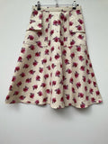 Vintage 1950s 1960s Floral Skirt in Cream and Pink - Size UK 8-10