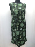 womens  waist belt  vintage  vase print  Urban Village Vintage  short sleeved  short sleeve  shift dress  Green  50s  1950s  10