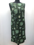 1950s Vase Print Shift Dress by Albert Store in Green - Size 10
