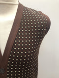 waistcoat  vintage  Urban Village Vintage  urban village  square print  sleevless  pockets  patterned  mens  M  knitwear  knitted  knit  Jacket  button down  brown  70s  1970s