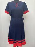 1960s Bekertex Belted Navy Dress - Size 14