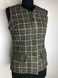 womens  waistcoat  vintage  Urban Village Vintage  urban village  sleeveless  Riddella Model  pockets  pocket detail  pocket  Green  check  buttons  button up  button front  brown  70s  70  1970s  1960s  10