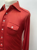 young bloods  vintage  Urban Village Vintage  urban village  stretch fabric  Red  pockets  Mens Shirts  mens  M  long sleeve  lined  disco  dagger collar  collared  collar  button down  button  big collar  70s  1970s