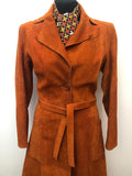 1970s Full Length Suede Coat in Tan - Size 6