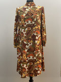 1960s Turtleneck Long Sleeve Psychedelic Print Knee Length Dress - UK 10-12