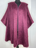 Vintage Mohair Wool Cape Cardigan in Maroon - Size S-M