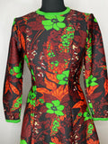 zip back  womens  vintage  Urban Village Vintage  short dress  scooter dress  scooter  psychedelic  psych  modette  MOD  mini dress  micro mini  long sleeved  long sleeve  flower power  floral  fit flare  dress  dolly dress  dolly  daisy  brown  a line  8  60s  6-8  6  1960s