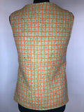 womens  waistcoat  vintage  vest  Urban Village Vintage  urban village  top  sleeveless  Orange  jacket  Green  check  buttons  button front  70s  70  1970s  10