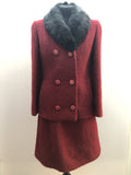 womens  Winter Coat  winter  vintage  Urban Village Vintage  two piece  tunic  suit  Skirts  skirt  set  red  rabbit fur  Jacket  fur collar  double breasted coat  double breasted  black fur  60s  1960s  12