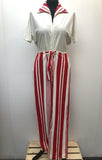 zip front  womens  white  waist belt  vintage  Urban Village Vintage  summer  Stripes  red stripes  Red  Kayser  jumpsuit  50's  1950s  12