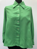 Vintage 1970s Dagger Collar Shirt in Green - Size UK 16