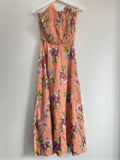 zip  womens  vintage  Urban Village Vintage  urban village  summer dress  strapless  pink  petite  maxi dress  flowers  floral print  floral dress  floral  dress  50s  4  1950s