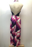 4  zip  womens  white  vintage  Urban Village Vintage  urban village  purple  print dress  pink  multi  maxi dress  halter neck  dress  Claudie Amos  back zip  70s  1970s