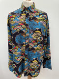 xl  vintage  Urban Village Vintage  urban village  Shirt  retro  psychedelic  psych  printed shirt  patterned  pattern  mens  long sleeves  long sleeve  collar  button down  button  blue