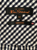 Mens Signature Ben Sherman Gingham Shirt Navy - Size M - Urban Village Vintage