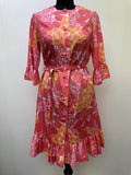 1960s Floral Midi Belted Dress - Size 12