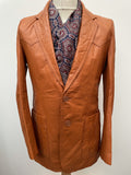 1970s Leather Blazer Jacket in Tan - Size M