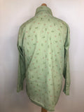 vintage  Urban Village Vintage  urban village  square print  Shirt  retro  printed shirt  printed  print  Mens Shirts  mens  long sleeves  Long sleeved top  long sleeve  L  green  dagger collar  dagger  button down  button