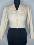 1970s Cream Cropped Jacket With Large Collar - UK 6