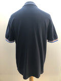 vintage  Urban Village Vintage  urban village  Top  Stripes  sportswear  sports polo  short sleeved  short sleeve  retro  polo top  Navy  MOD  mens  L  embroidered logo  Embroidered  collar  button  Blue