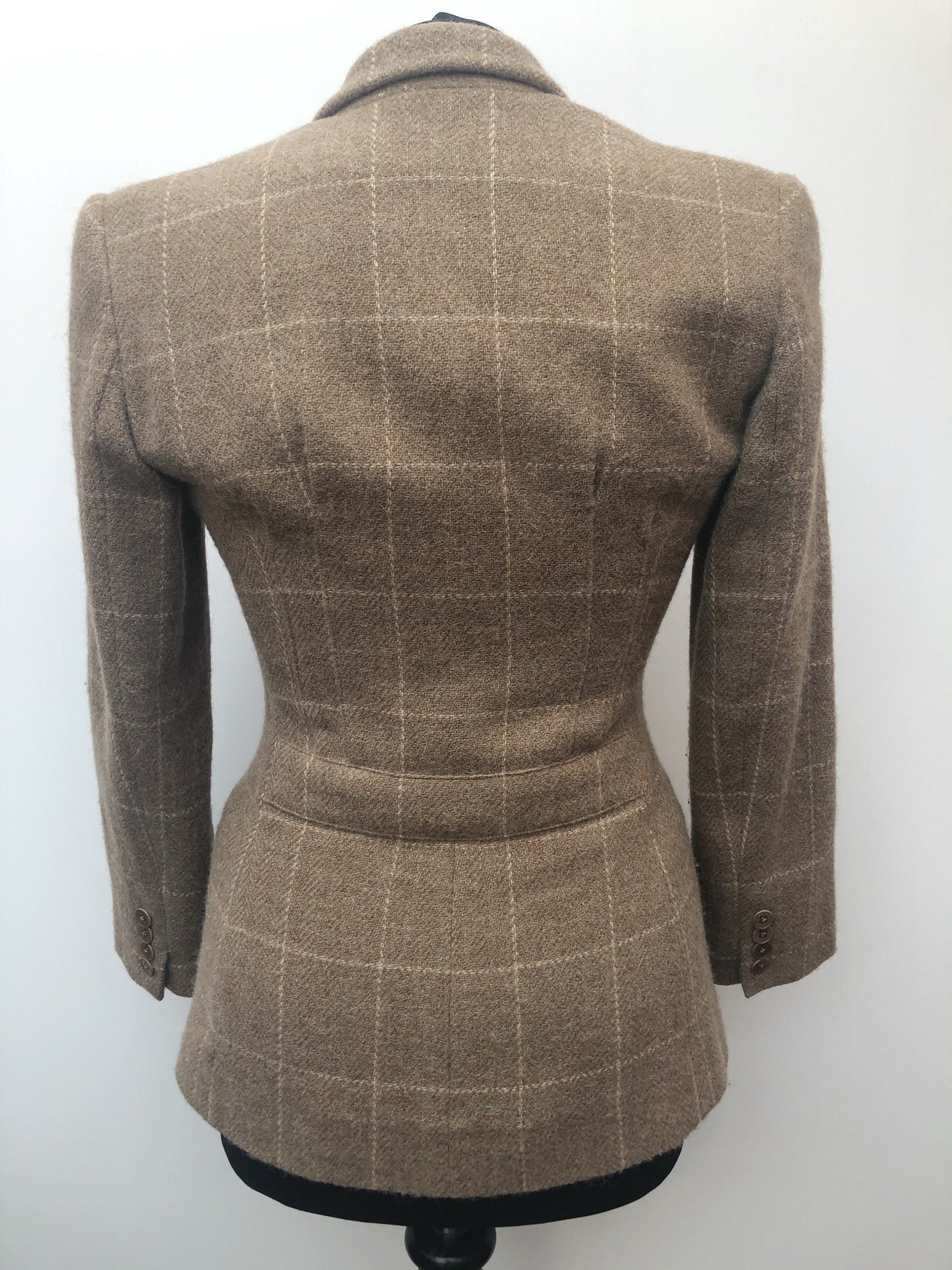 fitted  Wool Blend  womens  Urban Village Vintage  Ralph Lauren  Jacket  Grey  check  blazer jacket  Blazer  Alapaca  8