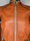 womens coat  womens  vintage  Urban Village Vintage  tan  short length  MOD  Leather Coat  leather  jacket  coat  brown leather  brown  8  60s  1960s