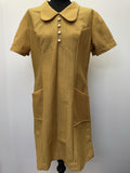 zip  Yellow  womens  vintage  Urban Village Vintage  urban village  summer dress  retro  red  pockets  Peter Pan collar  mustard  MOD  midi dress  midi  long dress  high neck  dress  decorative buttons  collared dress  collar dress  collar  button down  button  big collar  back zip  60s  1960s  14  12