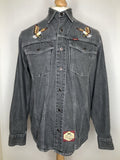 Vintage Lee Rough Riders Denim Embroidered Eagle Western Shirt - Size M