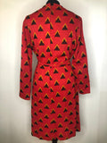 womens  waist belt  vintage  triangle pattern  triangle design  tie belt  red  long sleeves  high neck  70s  1970s  16