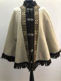1970s Fringed Embroidered Cape - Small