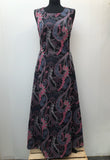 womens  vintage  Urban Village Vintage  sleevless  pockets  maxi dress  maxi  lurex  glitter  floral dress  evening dress  dress  back zip  70s  1970s  10