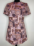Vintage 1960s Aztec Tapestry Style Mini Tunic Dress in Purple - Size UK 12