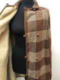 wool  womens  waistcoat  vintage  tunic  S  MOD  M  check  cape  brown  60s  1960s urban village vintage