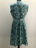 womens  vintage  Urban Village Vintage  urban village  pleated dress  floral print  fitted waist  dress  button front  blue  50s  50  1950s  14