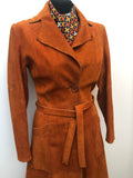 1970s Full Length Suede Coat in Tan - Size 6