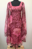womens  vintage  retro  maxi dress  long sleeve  full length  floral print  dress  brown  bell sleeve  angel sleeve  70s  6  1970s urban village vintage