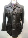 Vintage 1970s Leather Fitted Jacket in Dark Brown - Size L