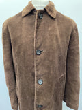 Winter Coat  winter  vintage  Urban Village Vintage  urban village  thick  pockets  Mens Mac  mens coat  mens  Mac  L  front pockets  corduroy  corded  cord  collared  collar  coat  button fastening  button  brown  big collar