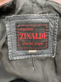 zinaldi  XS  womens  vintage  stitch detailing  stitch detail  retro  red stitching  Navy  Mens jacket  mens  long sleeve  leather stitch  Leather Jacket  Leather Coat  Leather  cropped  collar  button down  button  burgundy  big collar  Beagle collar  70s  60s  1970s  1960s  12