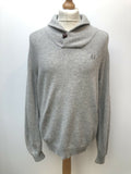 Mens Fred Perry 100% Lambswool Long Sleeved Button Neck Jumper - Size L