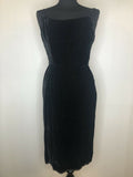 disco  velvet  date night  party  womens  waistcoat  vintage  retro  midi  green  gold stitch  dress  black  8  70s  1970s