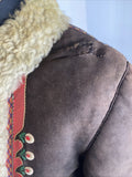60  1960  60s  1960s  womens jacket  womens  vintage  Urban Village Vintage  Sheepskin  shearling  Jacket  hippie  embroidered trim  embroidered pattern  Embroidered  coat  brown  boho  afghan  70s  1970s  10