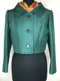 Vintage 1960s Cropped Jacket in Green by Petite Francaise - Size UK 12