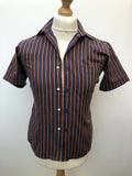 1960s Striped Short Sleeve Shirt by Sammy - Size XS